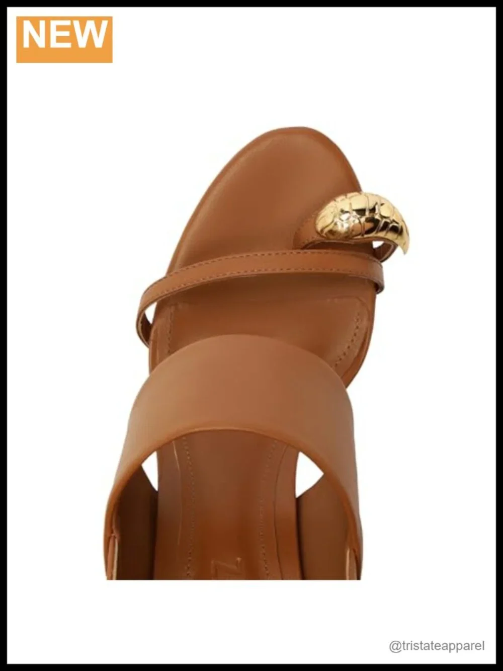 Leather Platform Block Heel Sandal with Gold Hardware